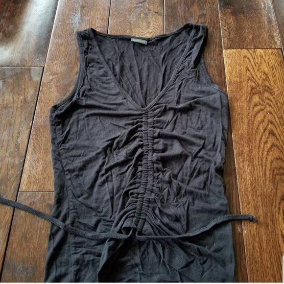 LASCANA for VENUS Two Piece Ruched with Ties Black Top and Floral Skirt - Picture 4 of 14